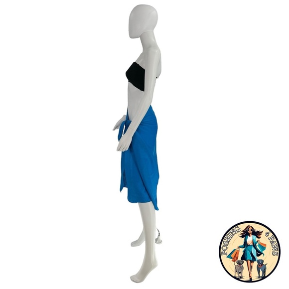 AEXAE Linen Wrap Beach Sarong Swim Cover Up Midi Skirt Pareo Ibiza Blue One Size - Picture 4 of 11